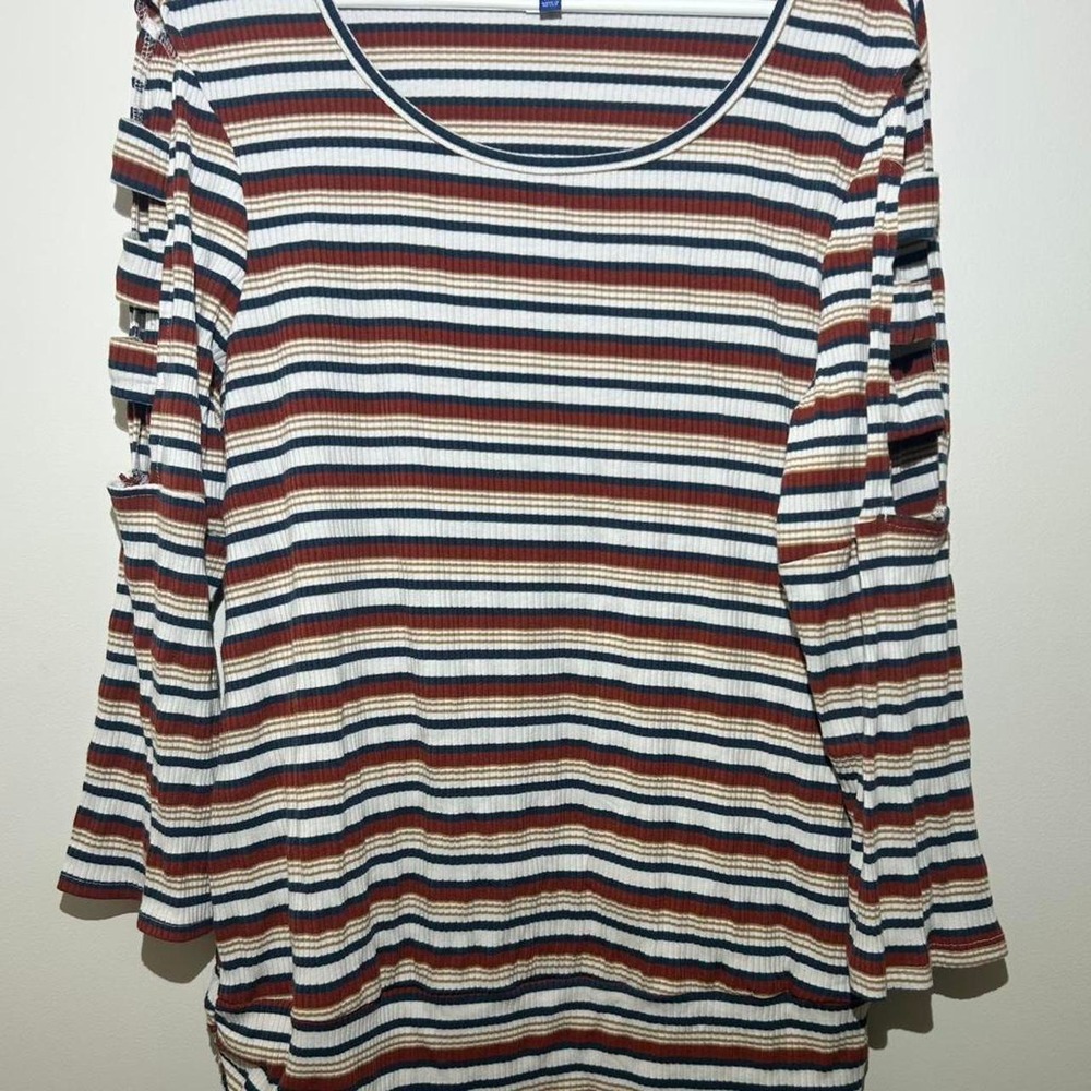 Apt. 9 multicolor striped arm cut outs top Womens XXL